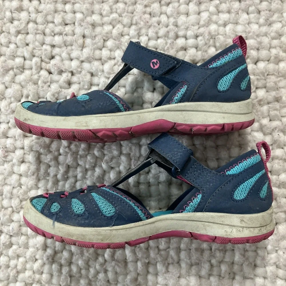 Kids Merrell Hydro Jr‎ Blue Shoes Size 2.0W Sandals Water Outdoors Canoe Beach